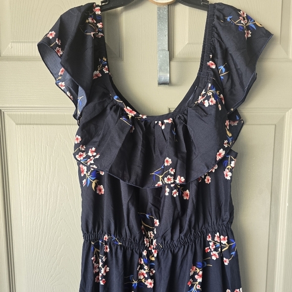 Blush Floral Maxi Wrap Dress 1X Pink Blue Women Ruffles Cottage Romantic Boho - Picture 15 of 16